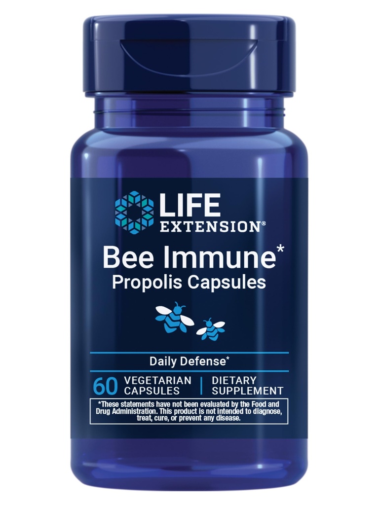 Life Extension® Bee Immune Propolis Capsules, Immune Support, Respiratory Health, bee Propolis, Gluten-Free, Non-GMO, Vegetarian, 60 Capsules