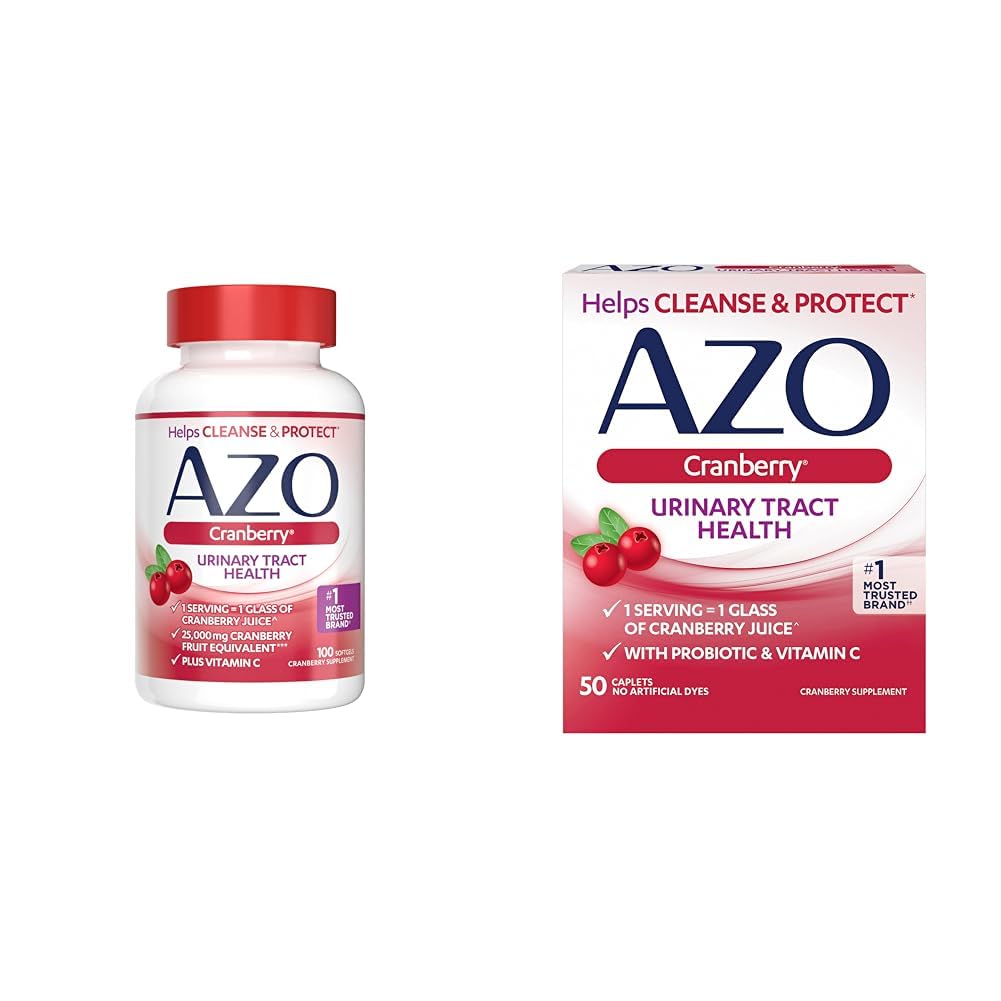 AZO Cranberry Urinary Tract Health, 100 Softgels & 50 Caplets, 1 Serving = 1 Glass Cranberry Juice, Sugar Free Pacran