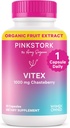 Pink Stork Organic Vitex – 1000 mg Chaste Tree Berry – Plant-Based Support for Perimenopause " Hormonal Harmony – Ayuda a mantener la regularidad del ciclo " Healthy Progesterone Balance – 60 cápsulas Vegan