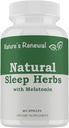 Suplemen Tidur Nature 's Renewal Natural - Melonaciin, Akar Valerian, Ashwagandha, Magnesium, Chamomile, Homeopathic Herbal untuk Dewasa - 60 Capsules