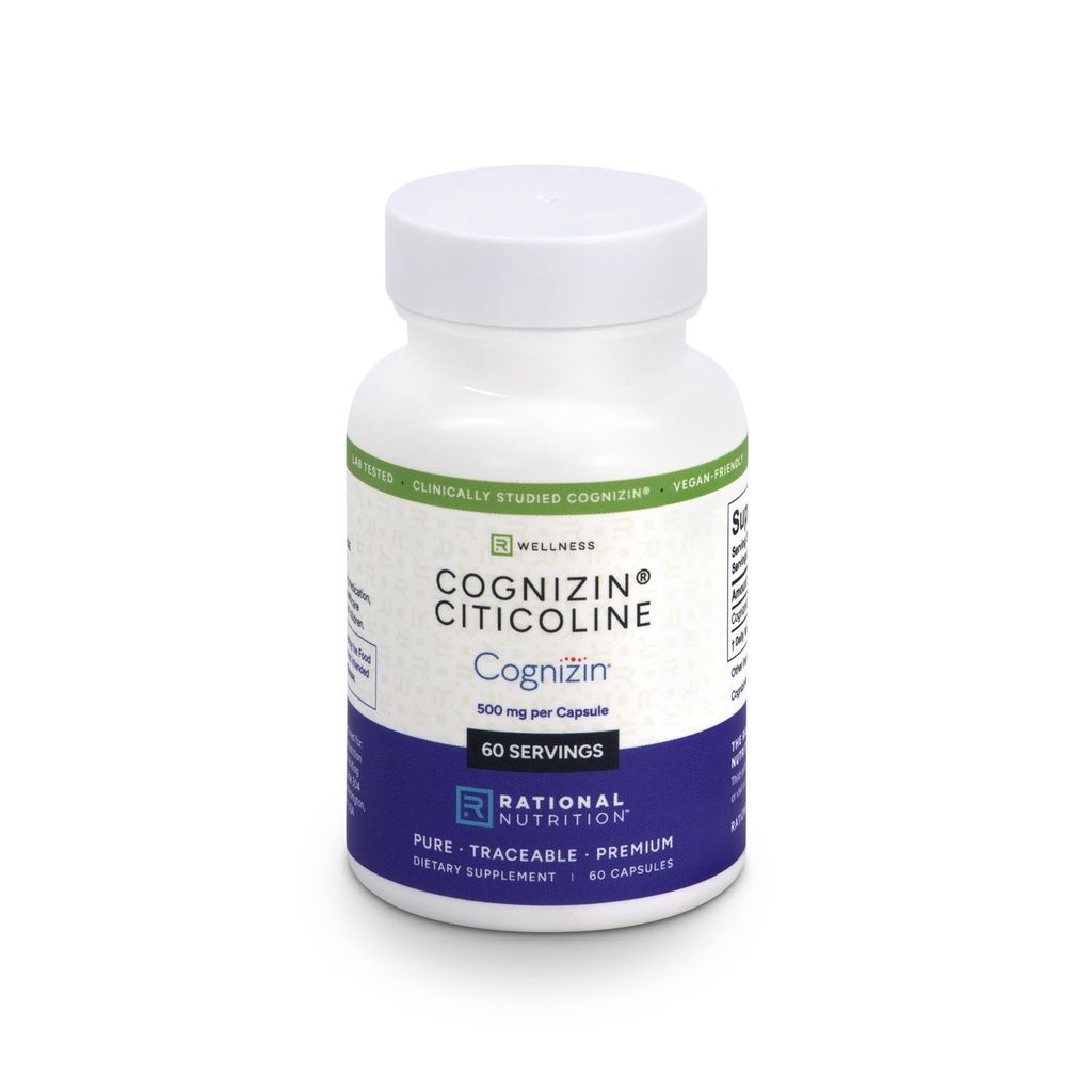Cognizin® Citicoline 500mg Capsules – CDP Choline Brain Supplement for Focus, Memory & Mental Clarity – Full Dose in 1 Capsule, No Fillers, Vegan, Non-GMO – 60 Count