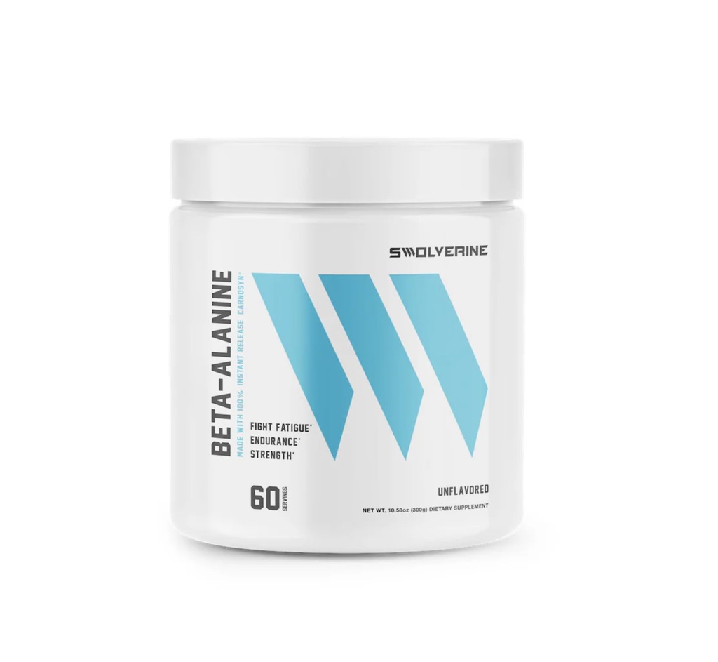 Swolverine Beta-Alanine | CarnoSyn, Instant-Release Amino-Acid, Delays Muscle Fatigue, Increases Muscular Endurance, Unflavored, 5g Per Serving, 300g (60 Servings)