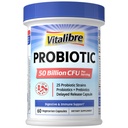 Vitalibre Probiotic for Women and Men, 50 Billion CFU, 25 Diverse Strains Plus Prebiotics, for Digestive Health & Immune Support, Delayed Release, No Refrigeration Needed, 60 Veggie Capsules