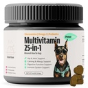 25-in-1 Dog Multivitamin with Omega 3, Glucosamine, Probiotics - Dog Vitamins and Supplements for Hip & Joint, Calming, Allergy Relief, Digestive & Immune Support - 100 Soft Chews, 250g