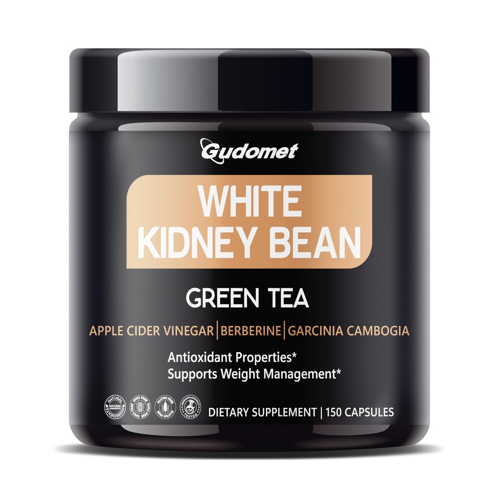 White Kidney Bean Complex with Green Tea, Apple Cider Vinegar, Berberine HCl, Garcinia Cambogia & Black Pepper – 150 Vegetarian Capsules – 1-Capsule Daily