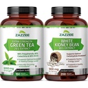 Zazzee Herbal Slimming Bundle | Extra Strength White Kidney Bean Extract and EGCG Green Tea Extract Capsules | Non-GMO Vegan & ISO Lab Tested