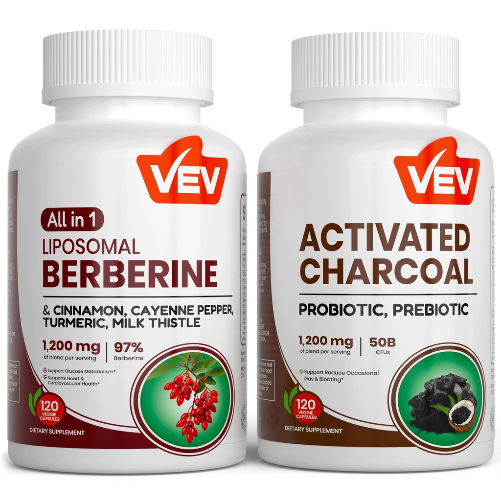 VEV Metabolism & Gut Detox Bundle – Berberine + Activated Charcoal Cleanse Support