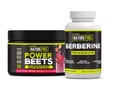 Healthy Delights Nature Fuel Power Beets Powder, Beet Root Powder, Acai Berry Pomegranate, 30 Servings (Packaging May Vary) and Healthy Delights Nature Fuel Berberine Capsules, 60 Count, 30 Servings