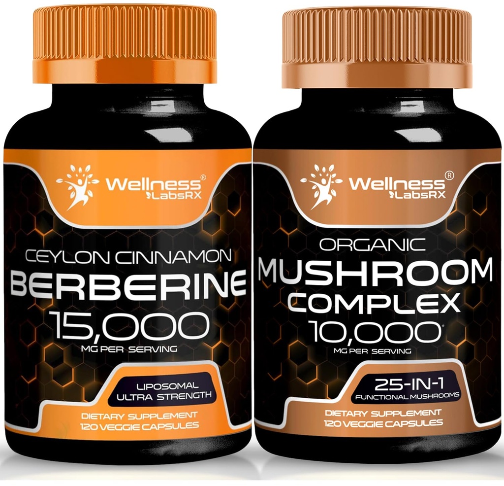 WELLNESS LABSRX Mushroom Capsules and Berberine Capsules | Bundle