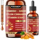 11in1 Liquid Turmeric Curcumin with Ginger, Ceylon Cinnamon, Berberine Extract, Garlic, Black Pepper - Drops Extract - 2 Fl Oz - 2 Month Supply