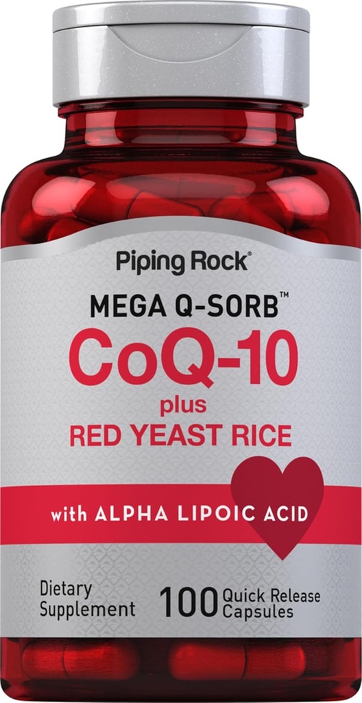 Piping Rock CoQ10 עם Red Yeast Rice | 100 קפסולות | עם Alpha Lipoic Acid