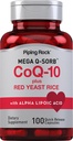 Pipling Rock CoQ10 กับ Rayest Rice แดง | 100 Capsules | กับ Alpha Lipoic Offic   Non-Gmo, Gluten Supplement