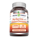 Amazing Formulas Berberine with Pure Ceylon Cinnamon 1200 Mg Per Serving | Premium Complex Supplement | Veggie Capsules | Non-GMO | Gluten Free | Made in USA (1 Pack, 60 Count)