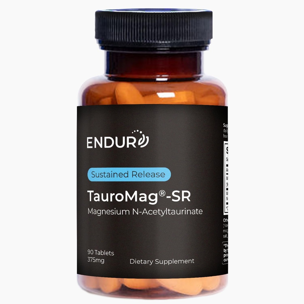 Endur TAUROMAG-SR Magnesium N-Acetyltaurinate, Brain Health Supplement, Helps Promote Memory Function, Gluten Free, 375 מ"ג (90 טבליות)
