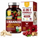 Premium D Mannose Supplement for Women and Men [Max Strength, 1350MG] Natural D-Mannose with Cranberry, Hibiscus and Dandelion for Urinary Tract Health, 120 Count