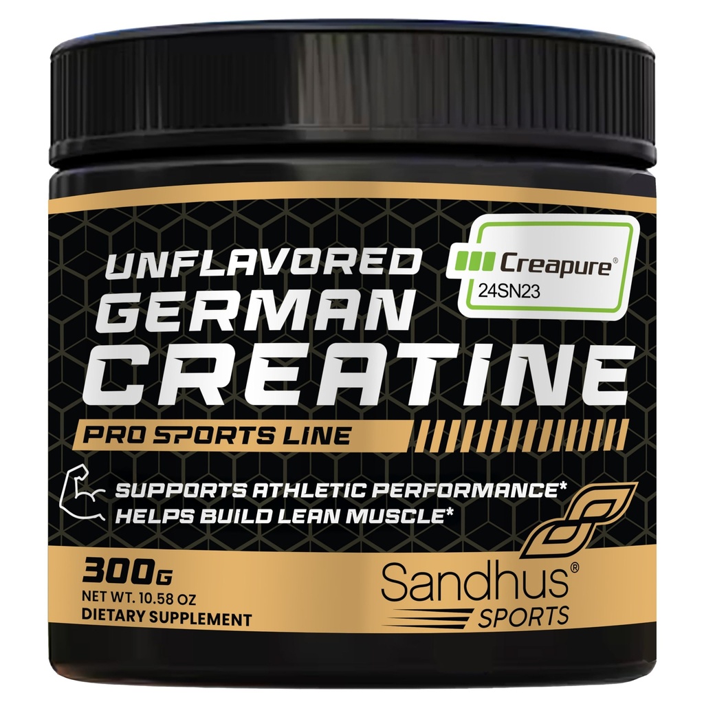 Sandhu's Creapure German Creatine Monohydrate Powder Supplements for Men & Women, Unflavored, 60 Servings (Pack of 1), 10.58 Oz, Sport Supplement Supports Lean Muscle Building