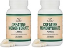 Creatine Monohydrate Capsules - 1g per Serving, 120 Count - No Fillers, Vegan Safe, Non-GMO, Gluten Free by Double Wood (Pack of 2)