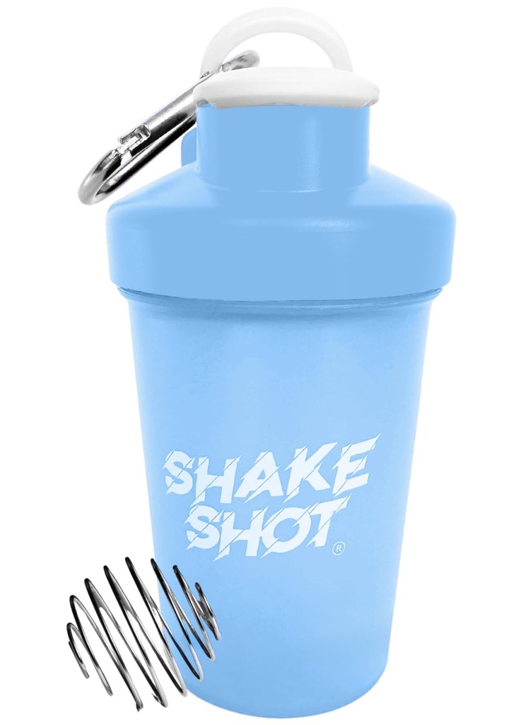 Blue - 4oz Mini Shaker Bottle for Pre Workout, Creatine, Small Scoop Supplements (Not for Protein) Clip & Shaker Ball