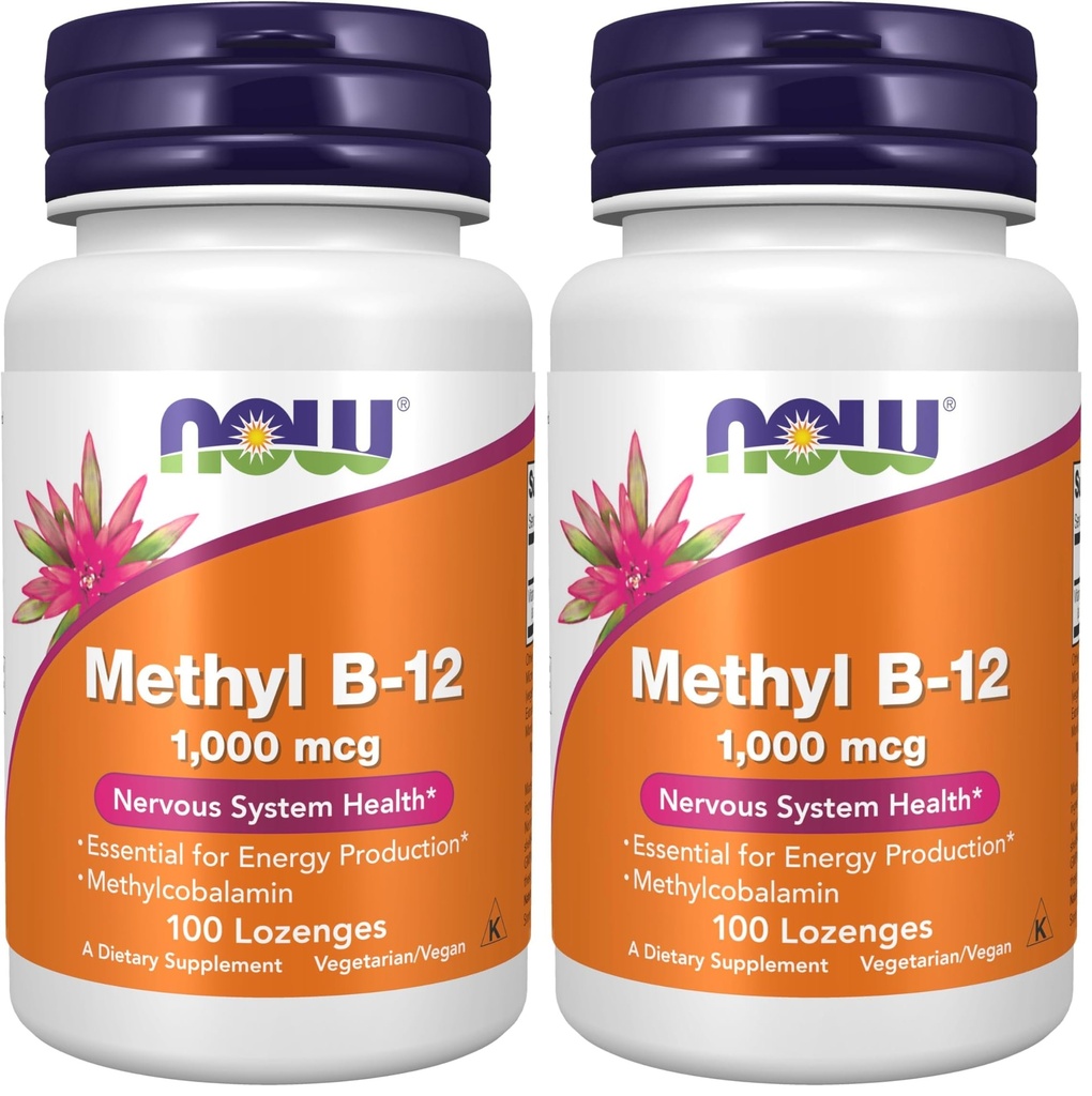 Now Supplements, Methyl B-12 (Methylcobalamin) 1,000 mcg, Nervous System Health*, 100 Lozenges (Pack of 2)