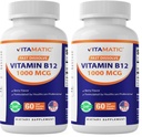 Vitamatic Vitamin B12 1000 mcg Fast Dissolve – 60 Tablets – Natural Berry Flavor – Supports Energy Metabolism & Nervous System Health (Pack of 2)