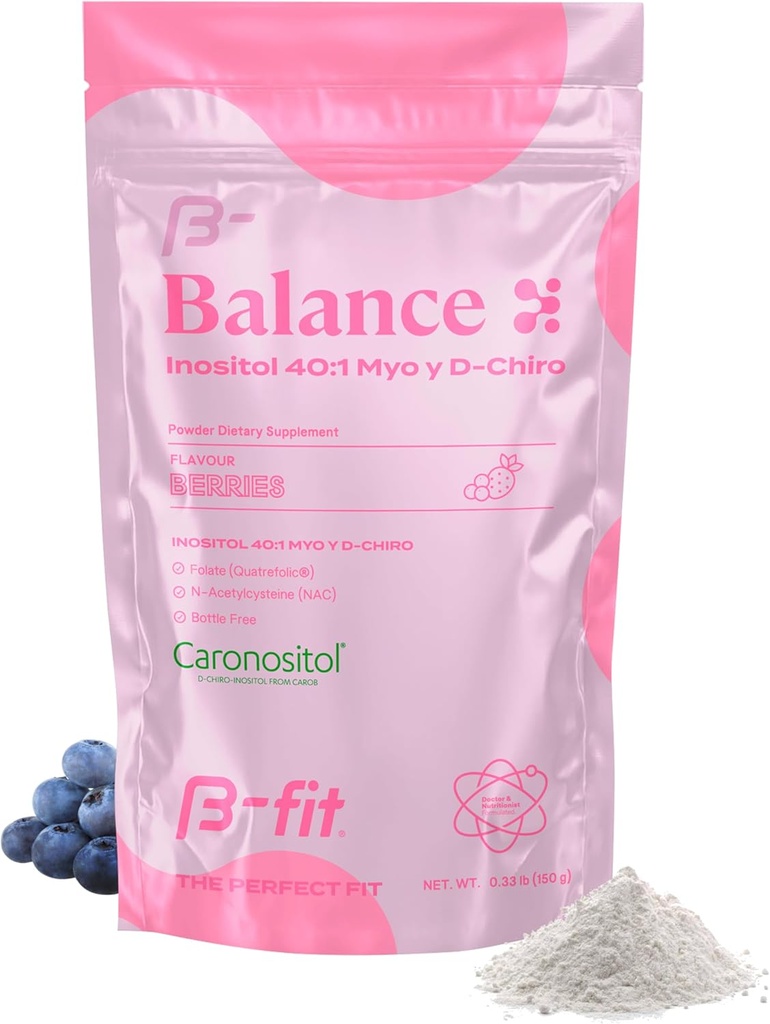Inozitol Balance 150g - Inozitol 40: 1 Myo & D- Chiro - Maistinių miltelių papildas - Berry Flavor - Folio rūgštis - Nėra priedų - 100% Pure - Be butelių