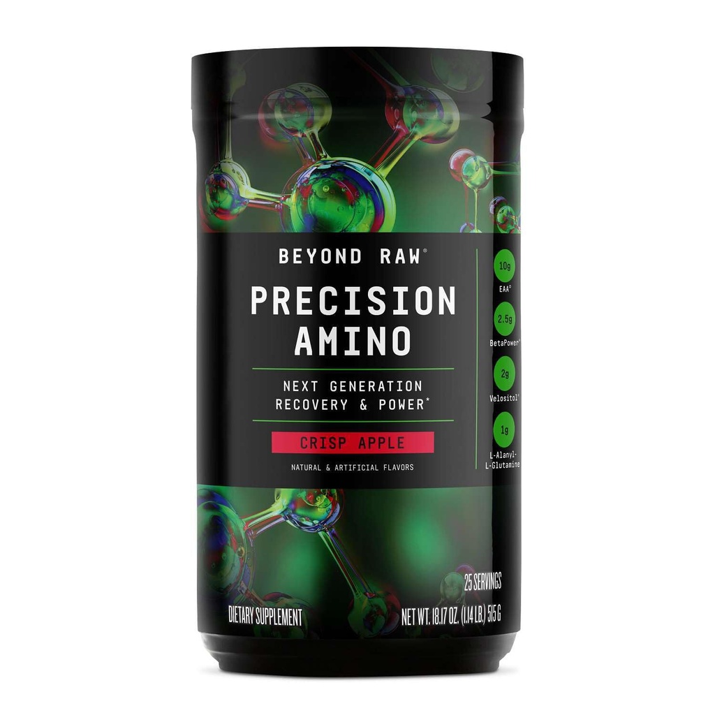 BEYOND RAW Precision Amino | Recovery & Power Amino Acid Formula | Fuel Muscles | Enhance Hydration | Crisp Apple | 25 Servings