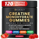Creatine Monohydrate Gummies for Men & Women, 9000MG Creatine Gummies Sugar Free with L-Taurine, BCAA 2:1, B12 B6 for Boost Strength, Focus & Endurance, Vegan, Non-GMO, Strawberry, 120pcs