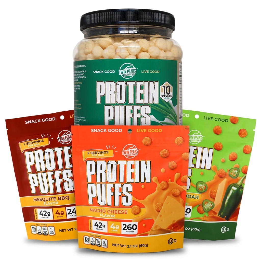 Twin Peaks Low Carb, Keto Friendly Protein Puffs, Sour Cream & Onion + Twin Peaks Ingredients Low Carb, Keto Friendly Protein Puffs