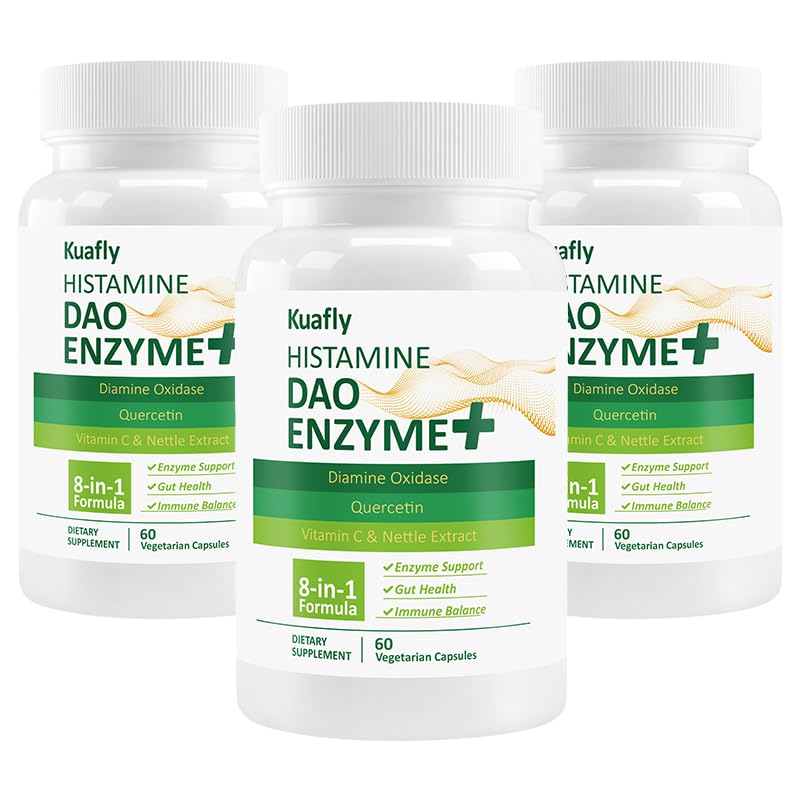DAO Supplements Histamine Blocker – DAO Enzyme + Diamine Oxidase & Quercetin, Immortelle, Vitamin C for Gut Health and Food Support 180 Capsules
