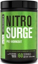 Jacked Factory NITROSURGE Pre Workout Supplement - Endless Energy, Instant Strength Gains, Clear Focus, Intense Pumps - NO Booster & Powerful Preworkout Energy Powder - 60 Servings, Arctic White