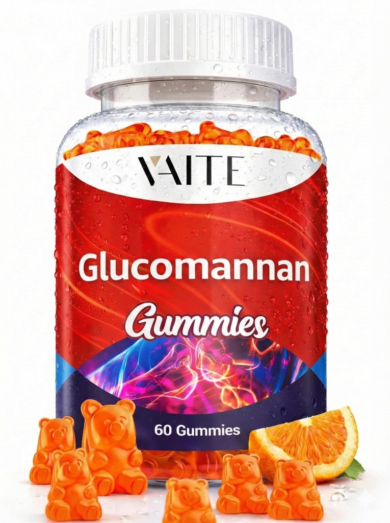 VAITE Glucomannan Gummies 2000mg – Amorphophallus Konjac Root Extract – Plant-Based Daily Fiber Support – Vegan Soluble Fiber Supplement – Gluten-Free, Soy-Free – 60 Gummies – Easy to Chew