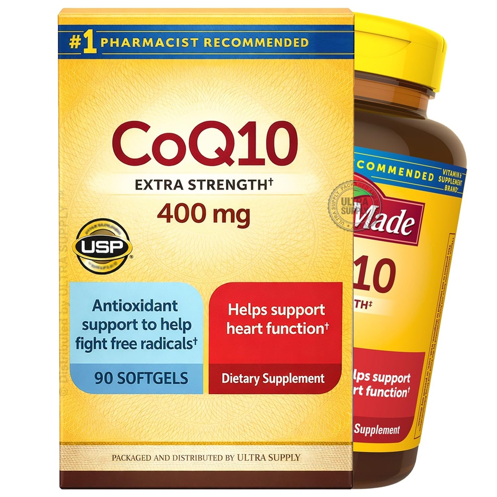 Nature_Mades CoQ10 400 mg, (90 Count. - Value Pack) Softgels | Extra Strength, Antioxidant Support, Energy Metabolism
