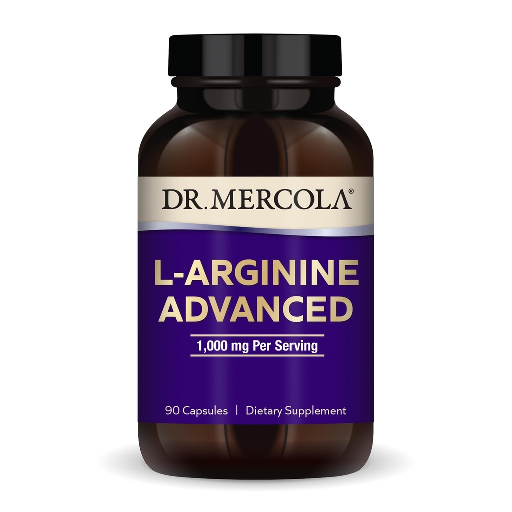 Dr. Mercola L-Arginine Advanced, 30 Servings (90 Capsules), 1,000 mg Per Serving, Dietary Supplement, Supports Energy Production, Non-GMO