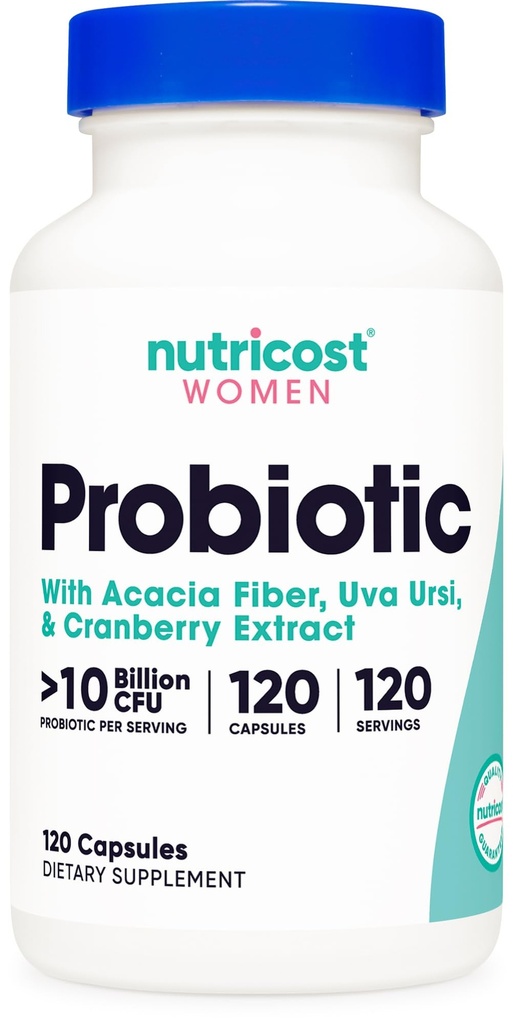 Nutricost Probiotic for Women 10 Billion CFU, 120 Capsules - Complex with Acacia Fiber, Uva Ursi & Cranberry Extract, Non-GMO & Gluten Free