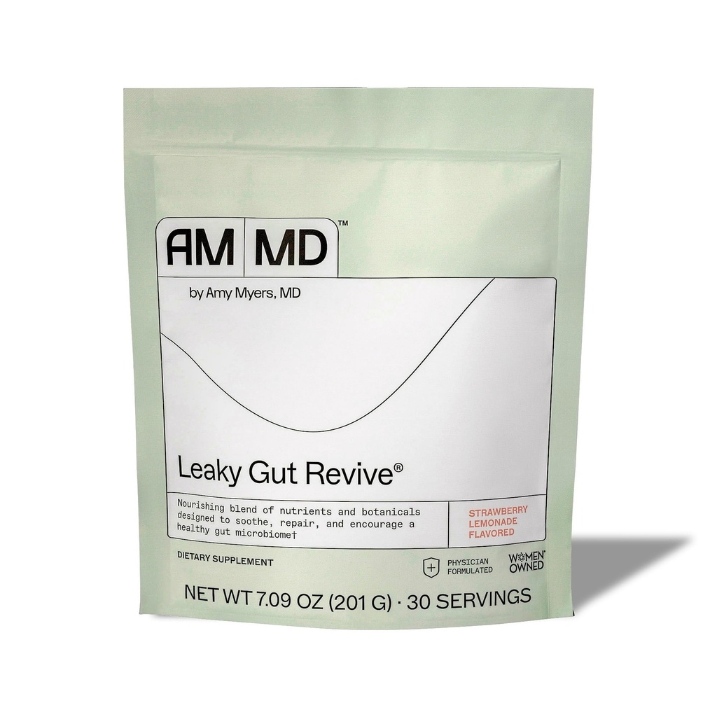 Amy Myers MD Leaky Gut Revive - Gluten-Free & Non-Dairy - Botanical Blend for Healthy Gut Support - GI Health Support with Prebiotic Fiber - Strawberry Lemonade, 7.09 oz (30 Servings)