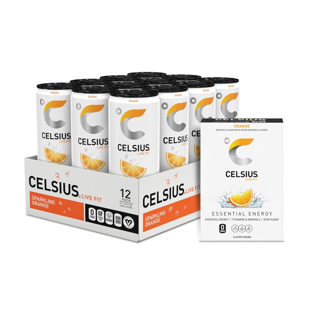 CELSIUS® Zero Sugar Energy Drink & Powder Stick Bundle, Orange