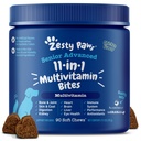 Zesty Paws Senior Dog Multivitamin Treats - Glucosamine for Dogs + Digestive Enzymes & Probiotics - Grain Free Dog Vitamins and Supplements for Skin & Coat + Immune Health Chicken - Advanced - 90ct