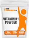 BulkSupplements.com Vitamin K1 Powder - Vitamin K1 Supplement for Bone and Heart Health Support - Gluten Free, 10mg per Serving, 100g (3.5 oz) (Pack of 1)