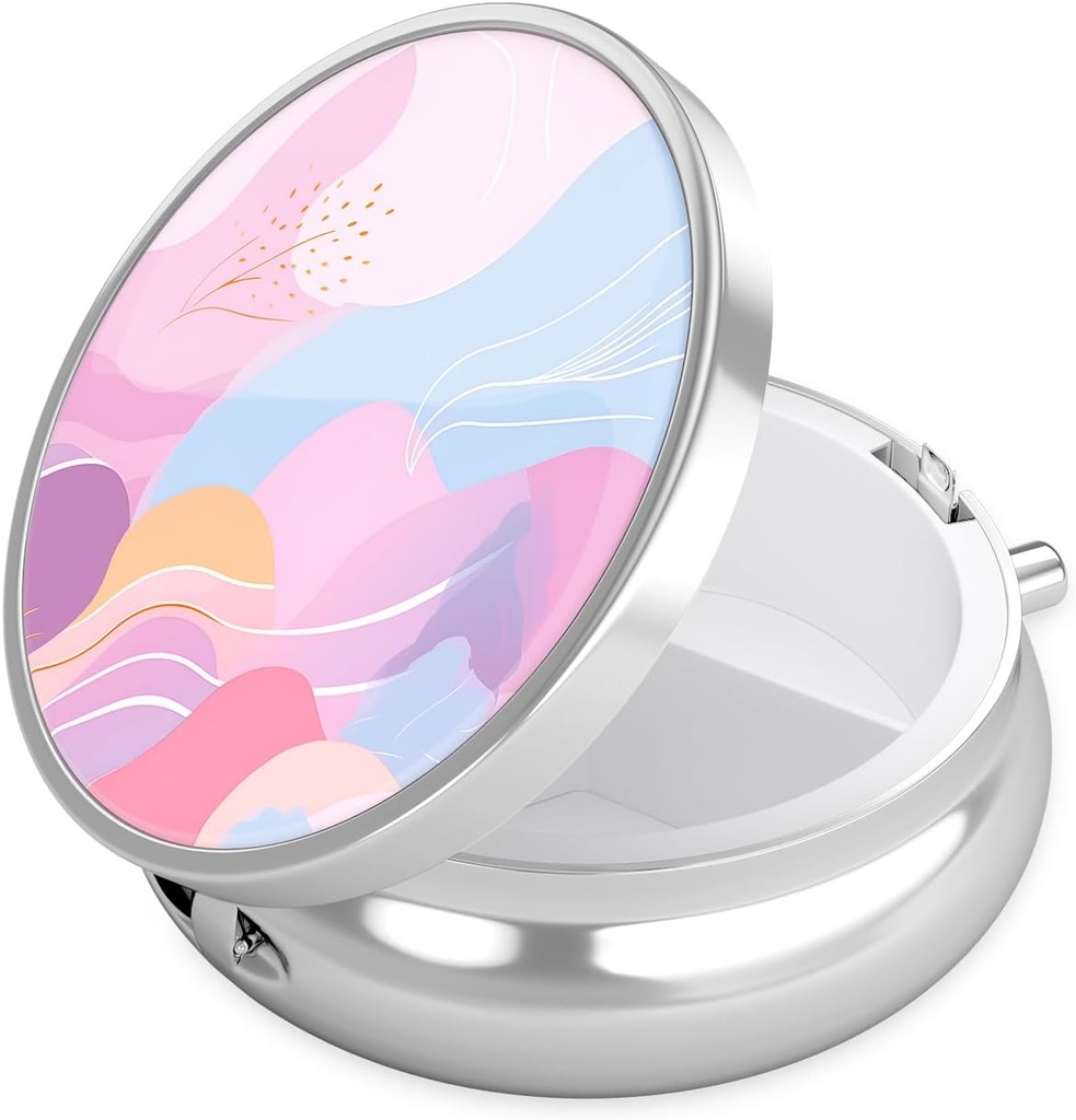 Nipichsha Pill Box, Lille Pill sag for purse & Pocket, Cute Travel Medicine Organizer, Portable Medicine Container Holder til at holde vitaminer, Medicin, Fish Oil & Supplement, A02-Art Style Mønster