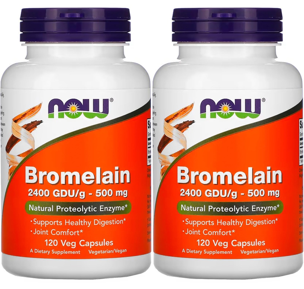 Now Foods Bromelain 2400Gdu/500mg, 120 Veg Capsules (Pack of 2)
