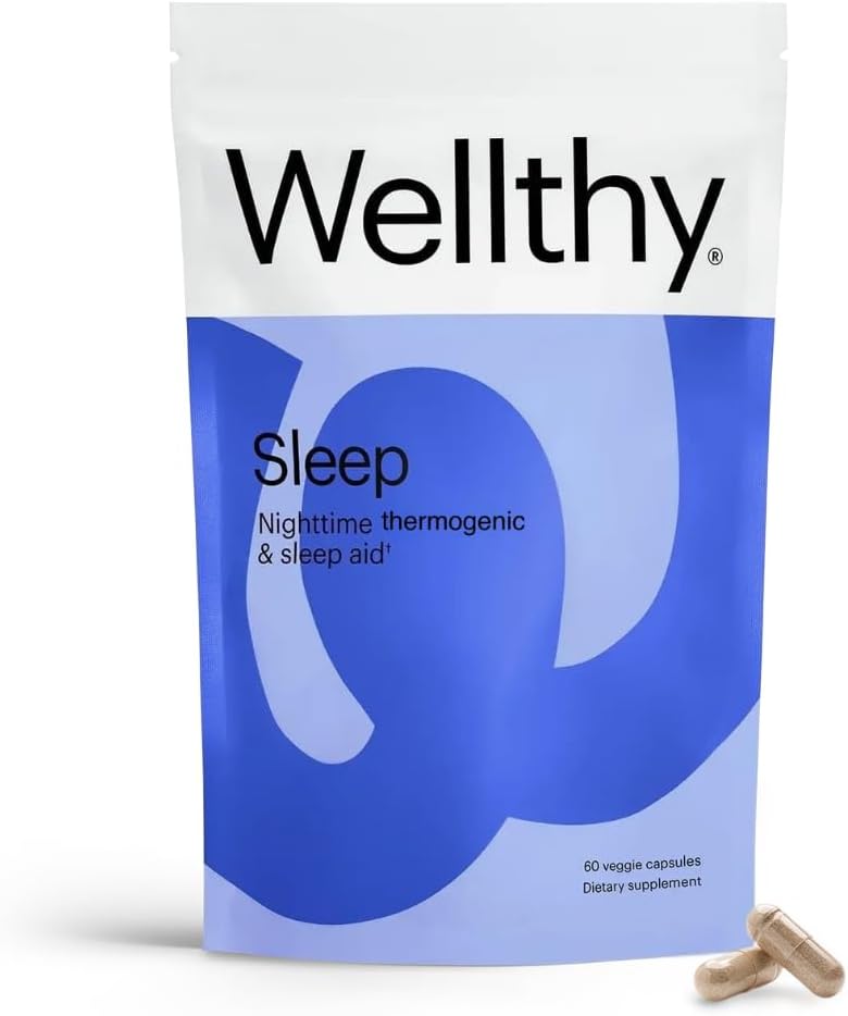 Wellthy Night Time Thermogenic - Vitamin B6, Ashwagandha & Melatonin - Nighttime Thermogenic för kvinnor - Belly Thermogenic - Natural Weight Loss Supplements för kvinnor, 60ct
