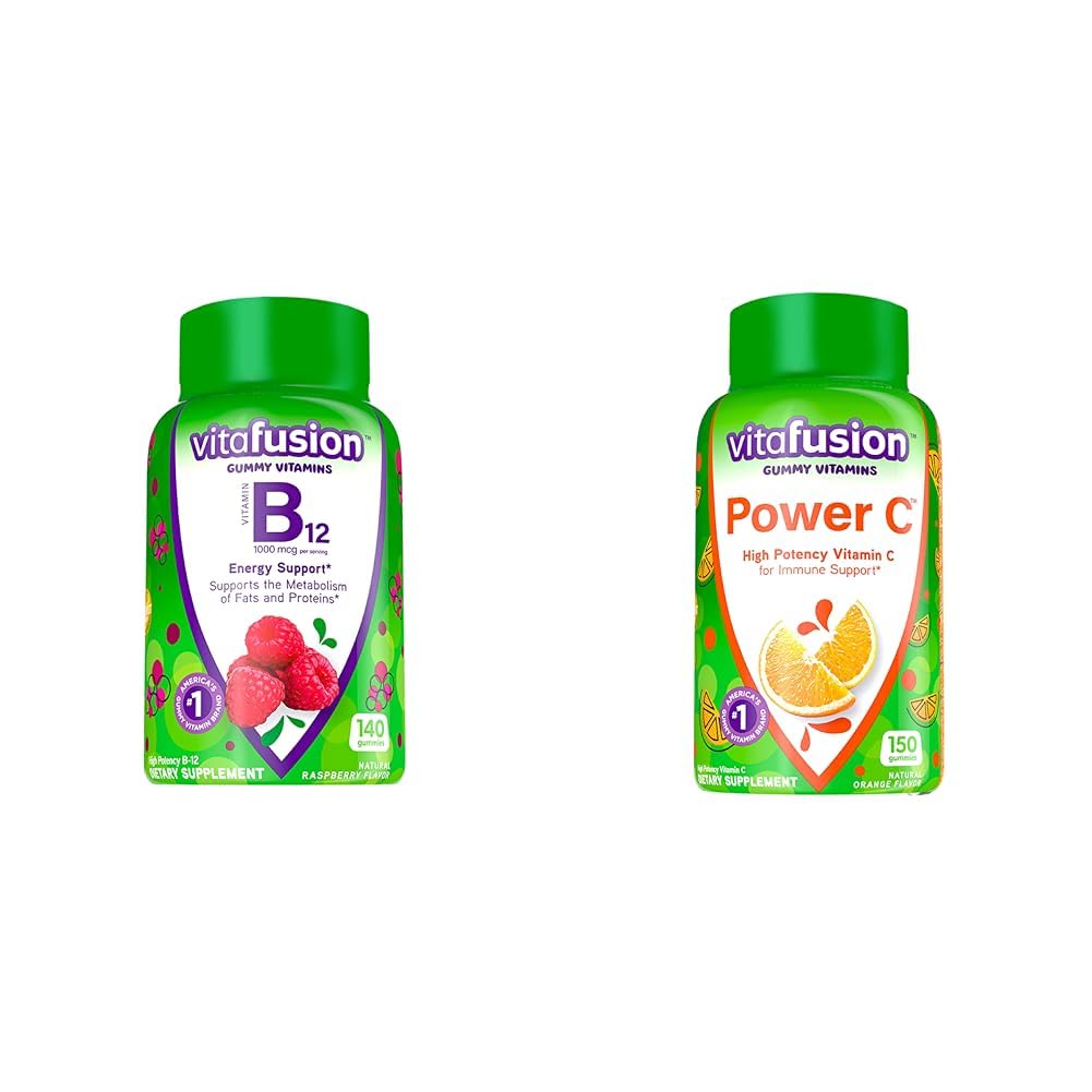 Vitafusion Vitamin B12 Gummy Vitamins 140 Count & Power C Vitamin C Gummies 150 Count