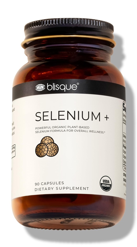 Blisque - Organic Selenium for Thyroid Support, Immune System, and Heart Health | with Organic Mustard Seeds | Authentic and Natural | 90 Capsules