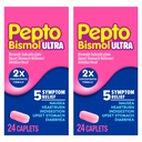 Pepto Bismol ULTRA Caplets, Upset Stomach Relief, Nausea Relief, Heartburn Relief, Indigestion Relief, Anti Diarrhea Medication for Adults - 5 Symptom Relief, 48 ct (2x24 ct)
