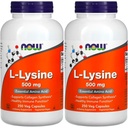 NOW Foods L-lysine 500 mg, 250 Capsules (Pack of 2)