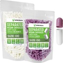 XPRS Nutra Vegan La mida 00 separada per Capsules - 500 Compte Premium buit S' ha separat a Bagas - 00 Pilas buides per a DIY suplementari (Lavender/ White)