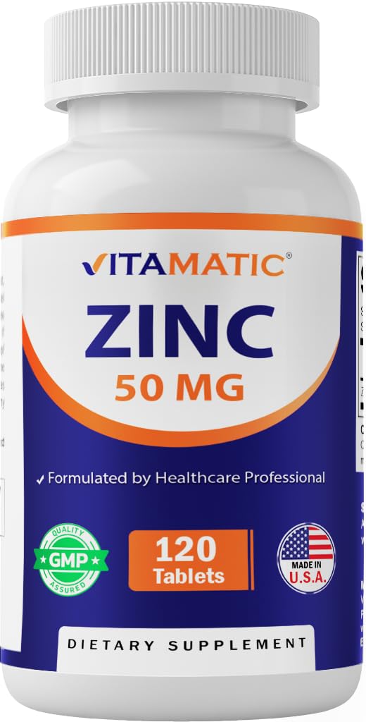 Vitamatic Zinc 50mg as Zinc Gluconate - Immunity Boosting Supplement 120 Tablets