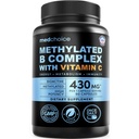 9-in-1 Vitamin B Complex - Methylated Multivitamin with B12 Methylcobalamin, Methylfolate, L-5-MTHF & Vitamin C - Methylated B Complex for Women & Men - Non-GMO, Gluten-Free, & Vegan (90 Servings)