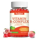 Vitamin B Complex Gummies for Women & Men - Vitamin B12, B1, B2, B3, B5, B6, B7 & B9 - B Complex with Vitamin C & Choline - Energy & Immune Support* - Vegan, Sugar Free, Peach Flavor - 60 Gummies