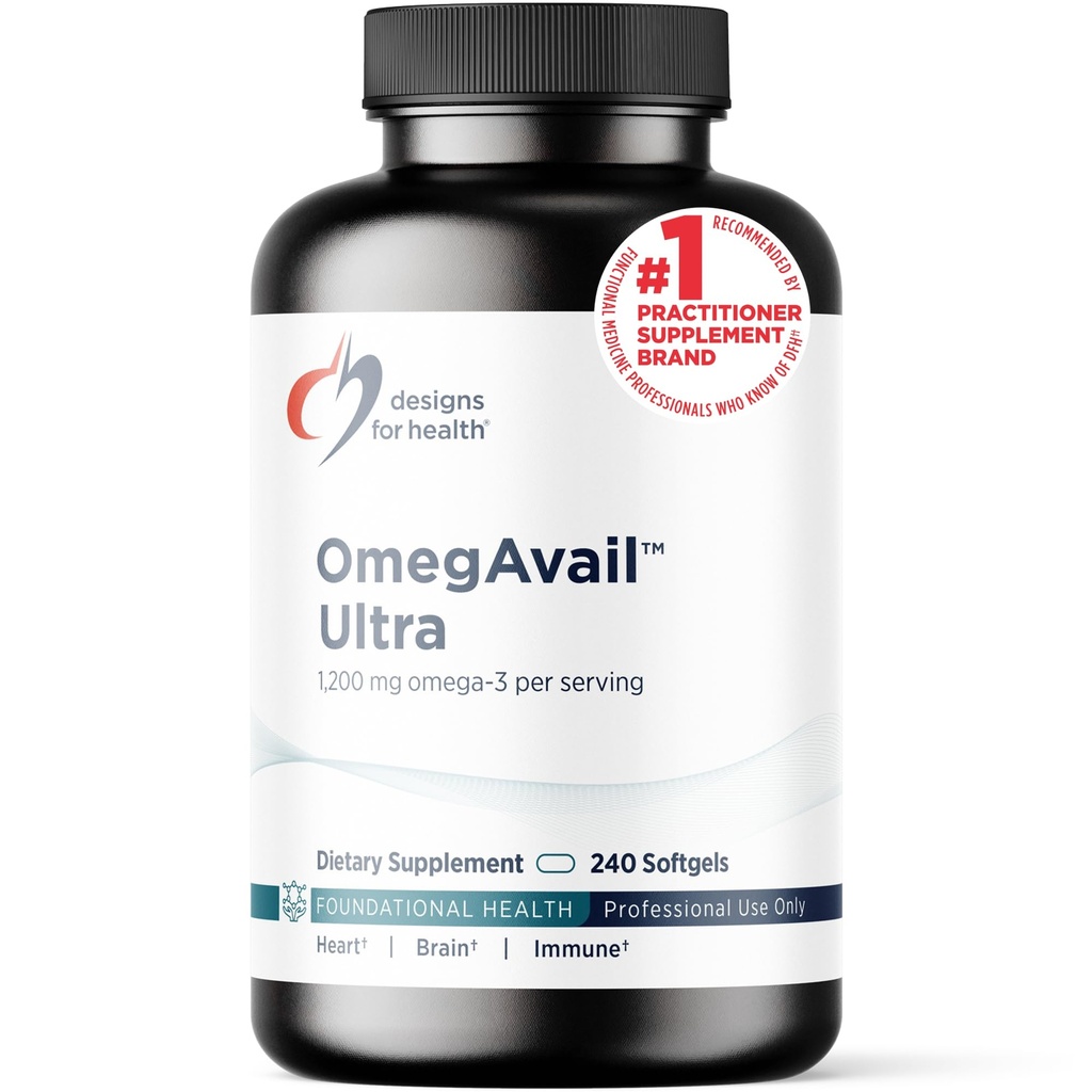 Designs for Health OmegAvail Ultra TG Fish Oil 1200mg - Triglyceride Form Omega 3 Fish Oil Supplement with DHA/EPA - No Fishy Aftertaste (240 Softgels)